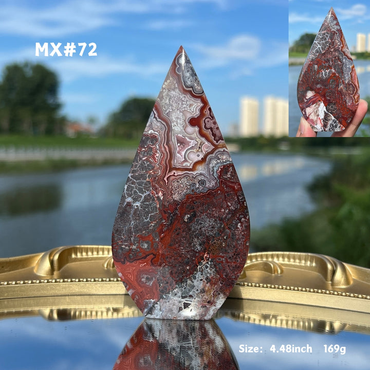 Unique, Mexican Crazy Lace Agate Teardrop