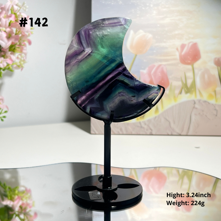 Unique,Natural Rainbow Fluorite Moon