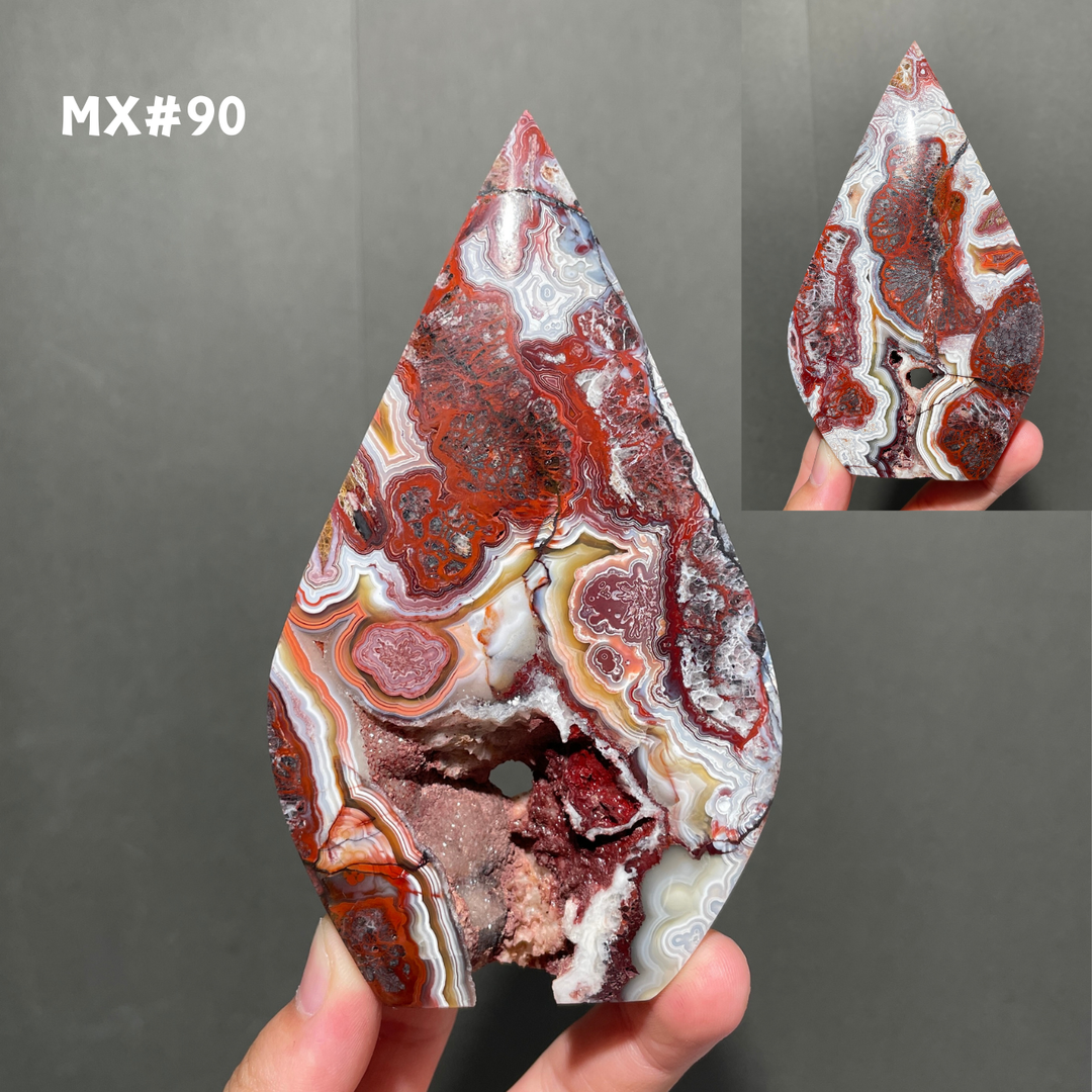 Unique, Mexican Crazy Lace Agate Teardrop