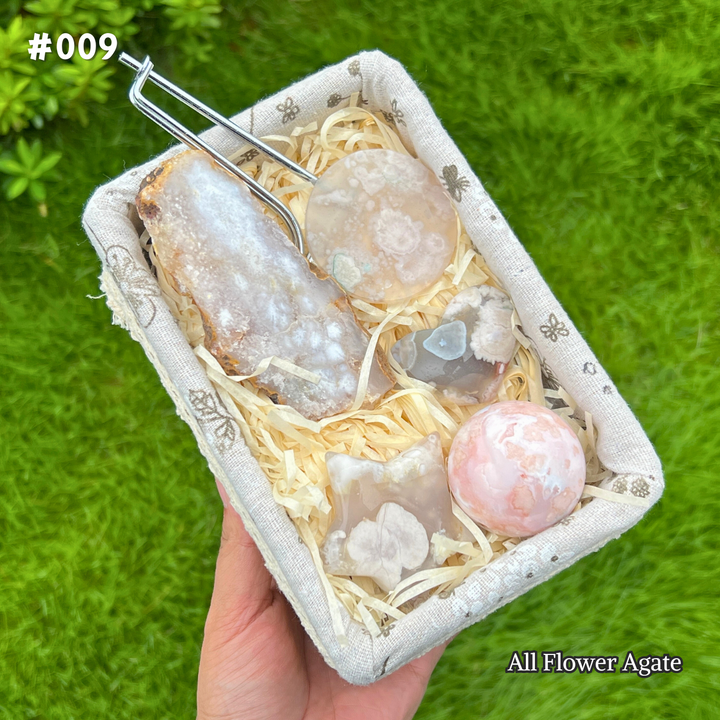 Natural Crystal Value Bundle- Flower Agate Kit