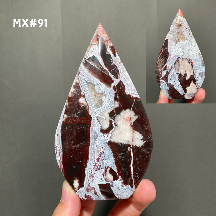 Unique, Mexican Crazy Lace Agate Teardrop