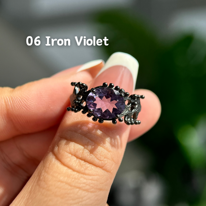 Black Garnet/Amethyst Ring, S925