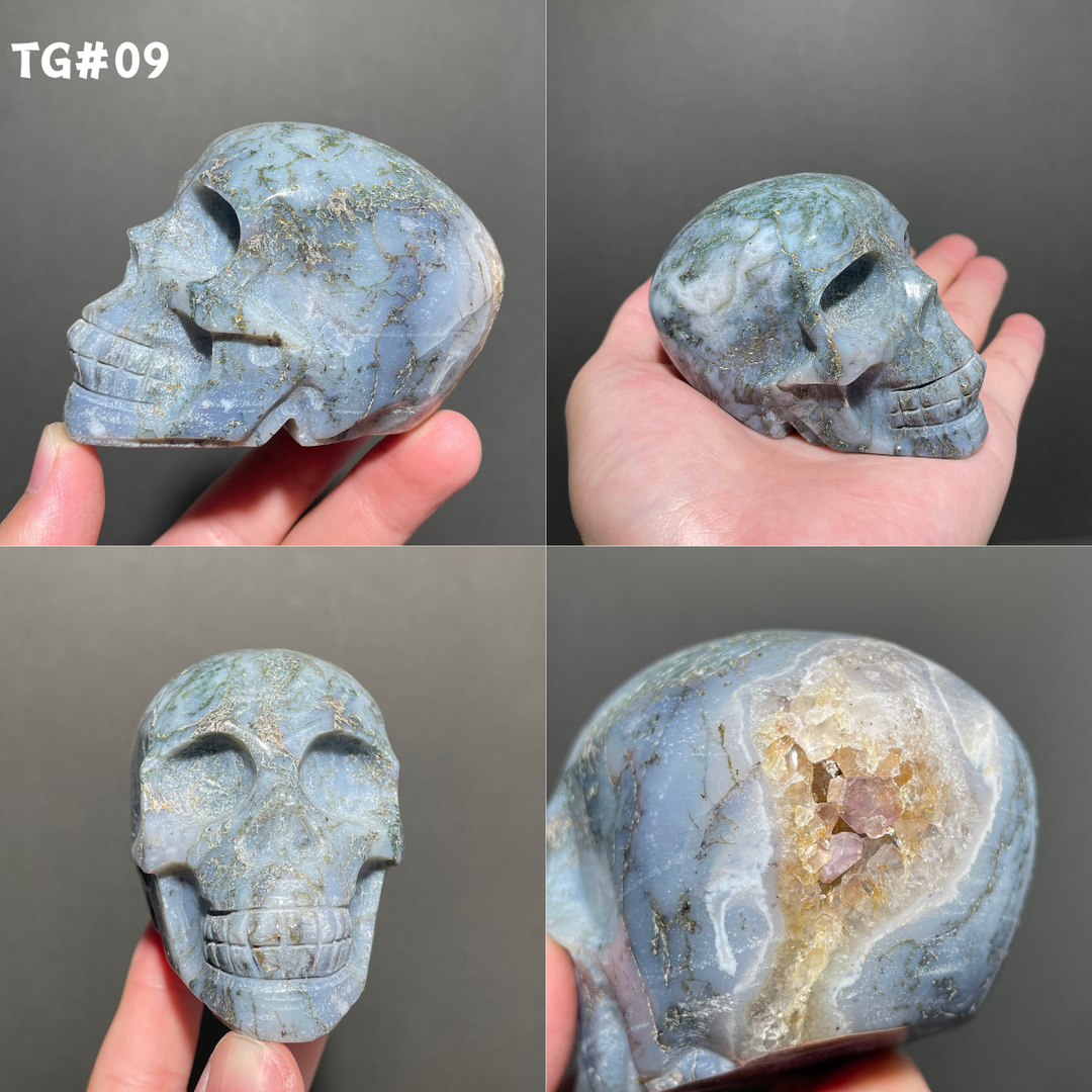 Unique,Moss Agate Skull