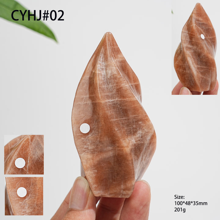 Unique,Imperfect Natural Crystal Peach Moonstone Flame Torch