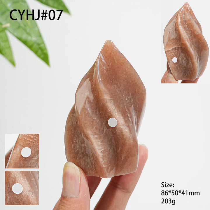 Unique,Imperfect Natural Crystal Peach Moonstone Flame Torch