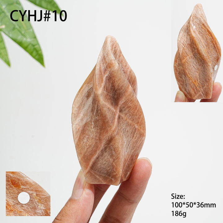 Unique,Imperfect Natural Crystal Peach Moonstone Flame Torch