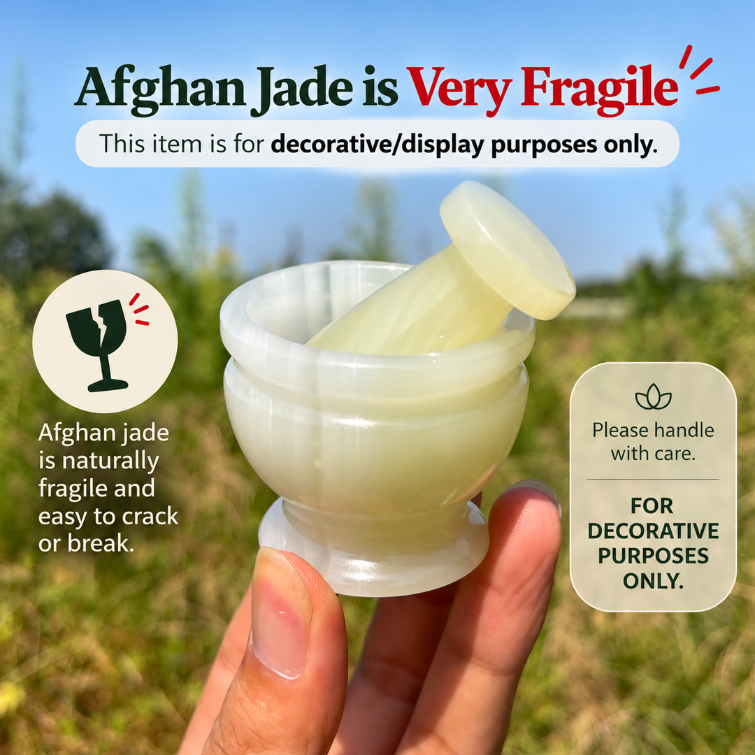 Natural Crystal Afghanistan Jade Garlic Mortar With Pestle Model
