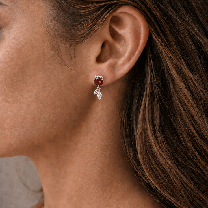 Red Garnet Stud Earrings
