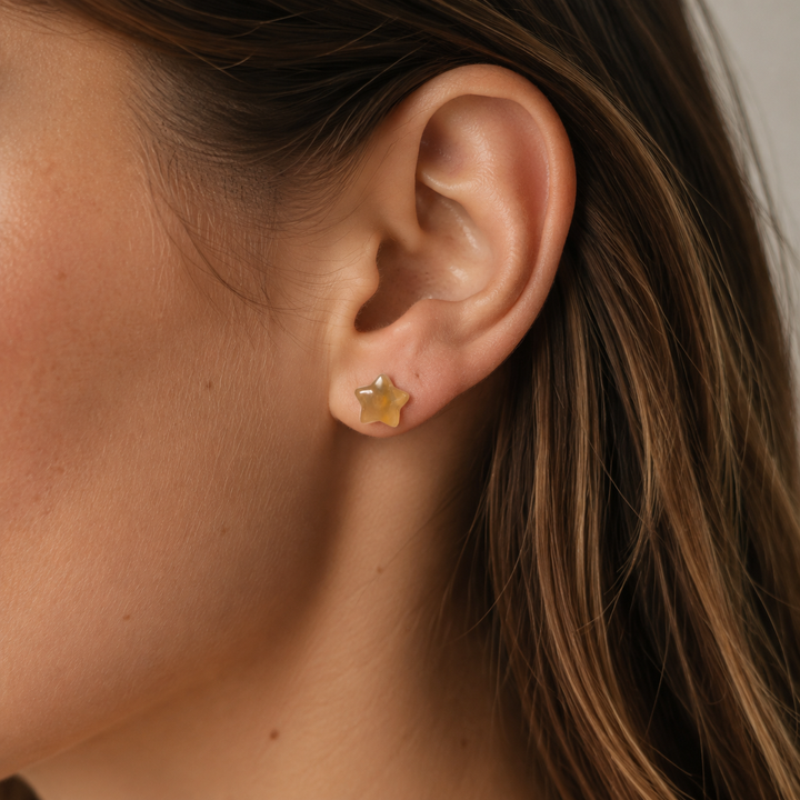 Amber Star Stud Earrings