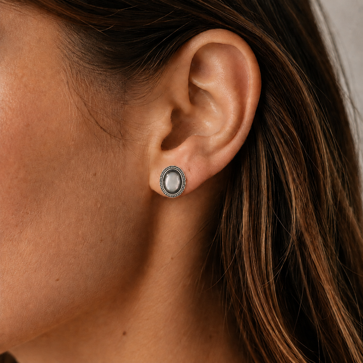 Black Shell Stud Earrings