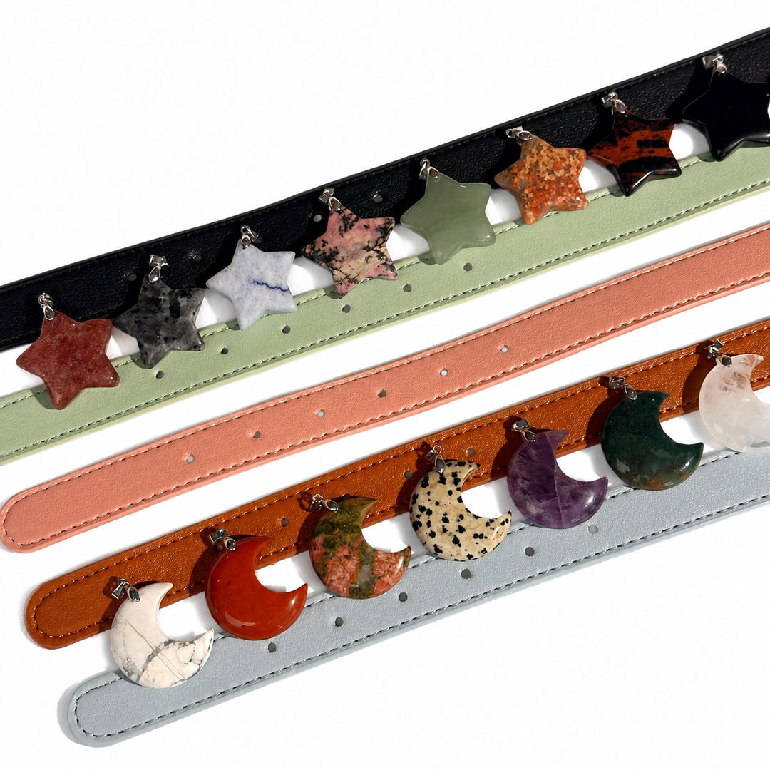 Natural Crystal Charm Dog Collar – Soft & Adjustable