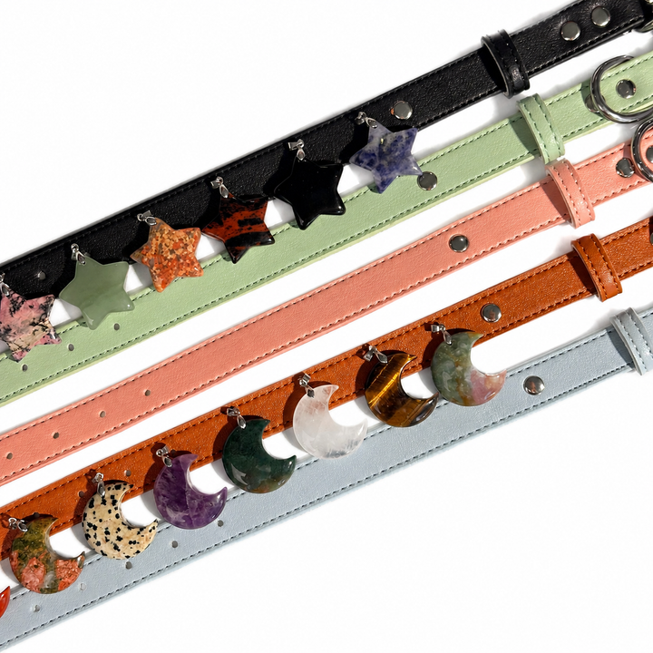 Natural Crystal Charm Dog Collar – Soft & Adjustable