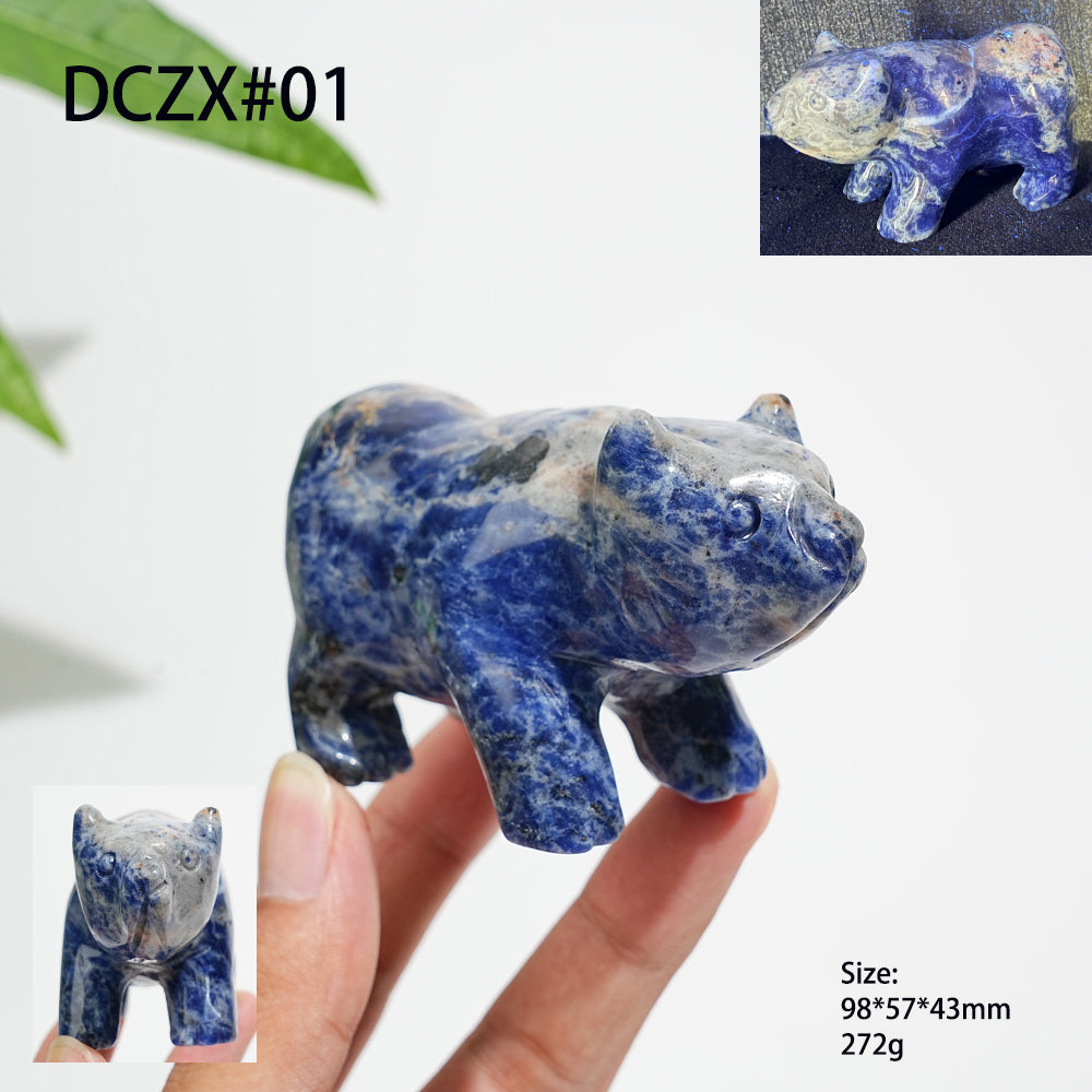 Unique,Natural Crystal Cute Walking Polor Bear Carving