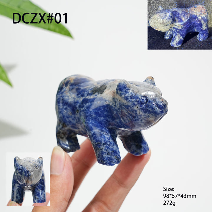 Unique,Natural Crystal Cute Walking Polor Bear Carving