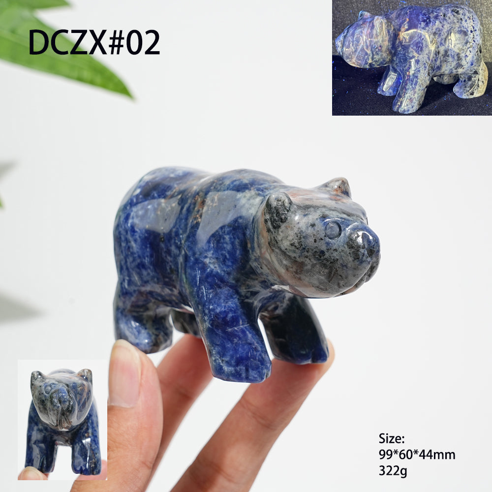 Unique,Natural Crystal Cute Walking Polor Bear Carving