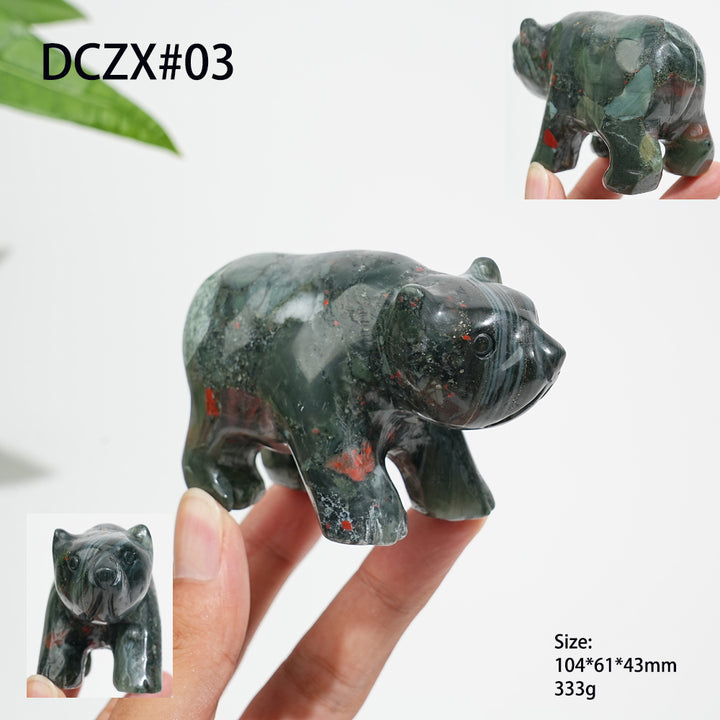 Unique,Natural Crystal Cute Walking Polor Bear Carving