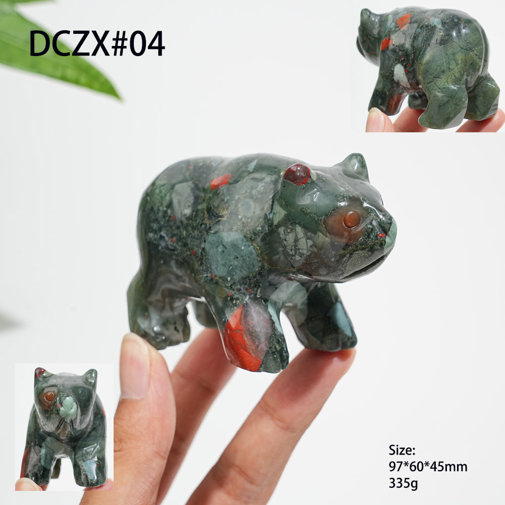Unique,Natural Crystal Cute Walking Polor Bear Carving