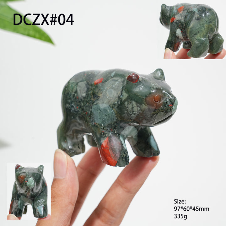 Unique,Natural Crystal Cute Walking Polor Bear Carving
