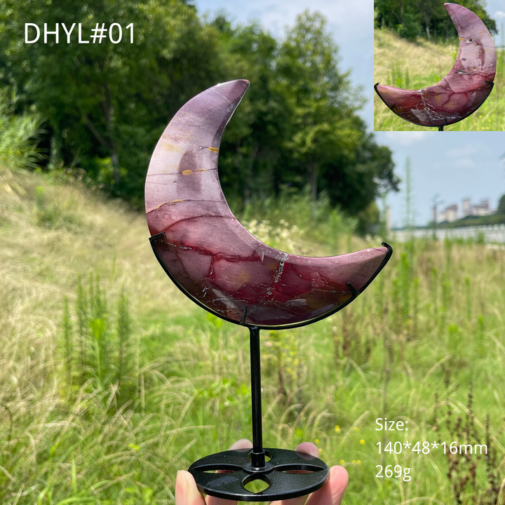 Unique,Natural Crystal Mookaite Moon With Stand