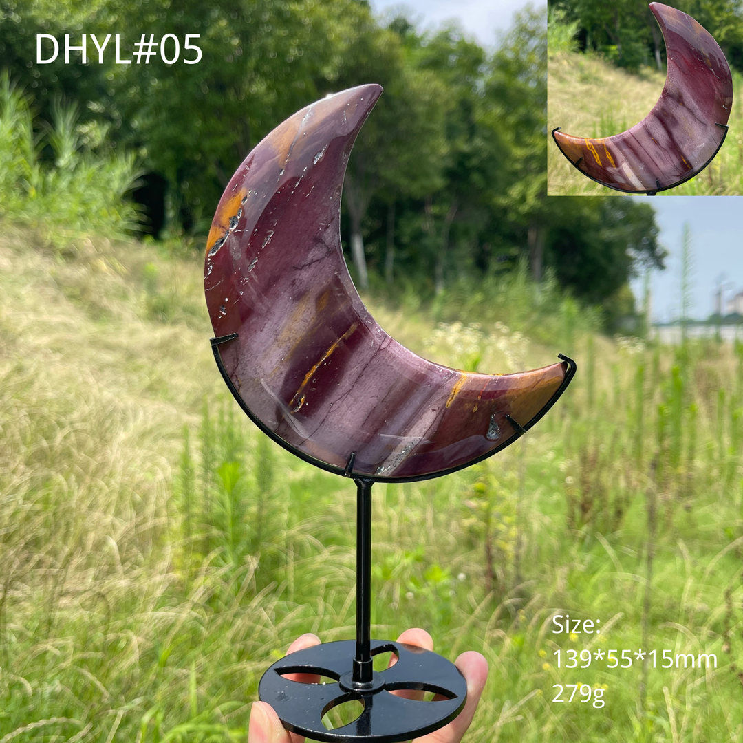Unique,Natural Crystal Mookaite Moon With Stand