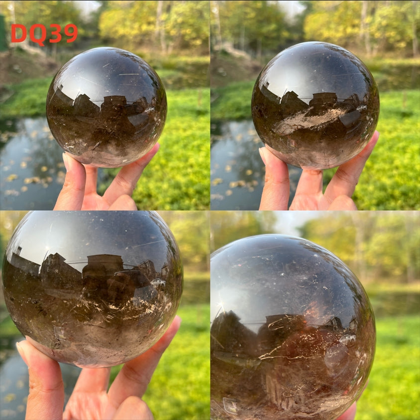 Rutilated Smoky Quartz Sphere