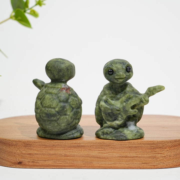 Natural Crystal Carving Serpentine Guitar Playing Turtle