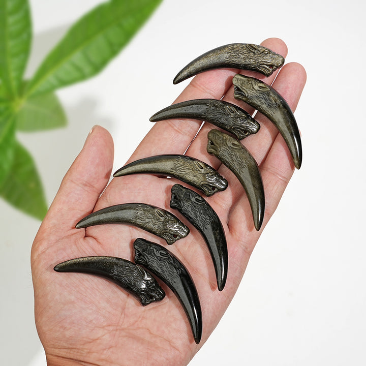 Natural Crystal Golden Obsidian Wolf Tooth