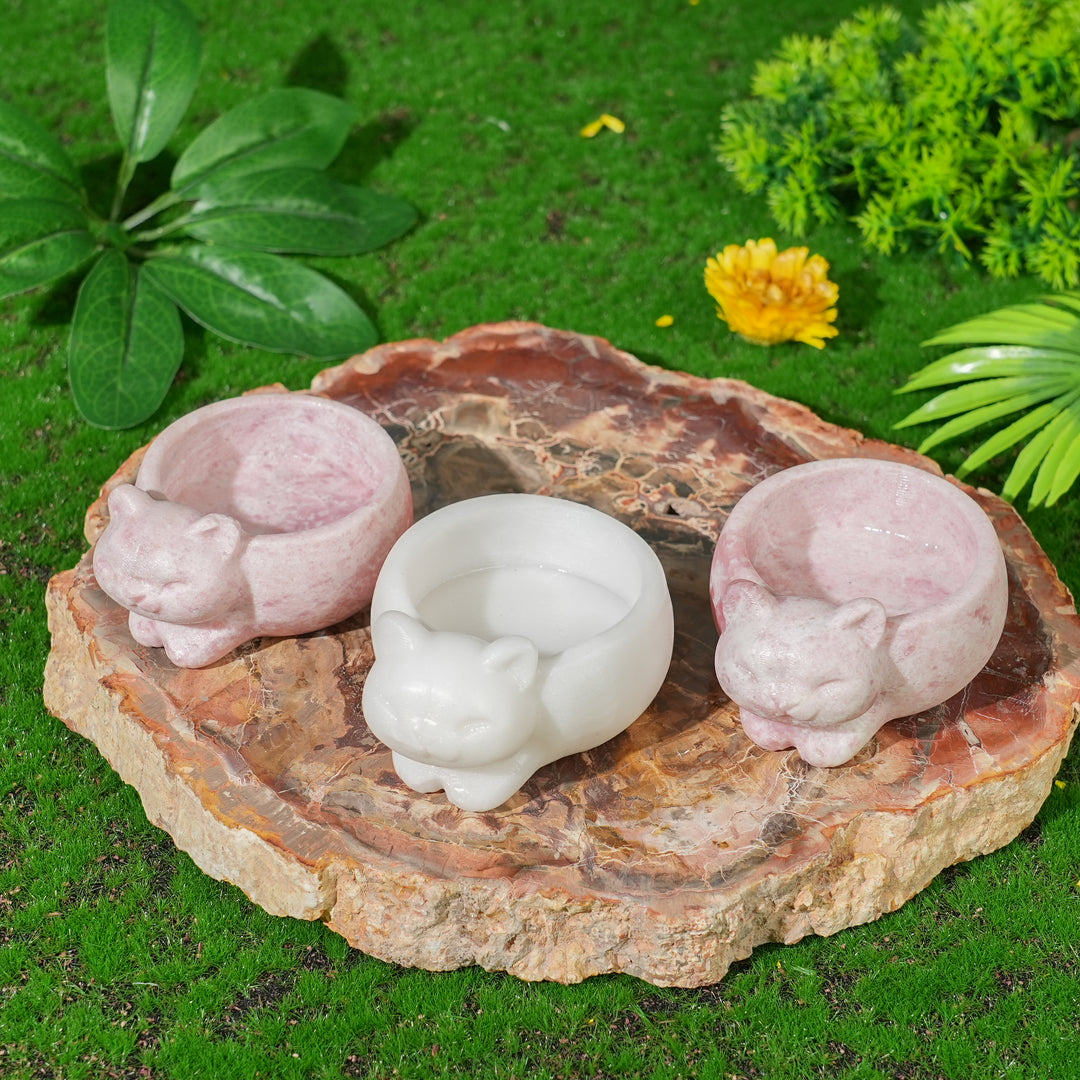 Natural Crystal Carving Cat Bowl