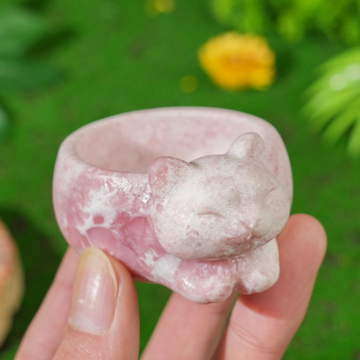 Natural Crystal Carving Cat Bowl