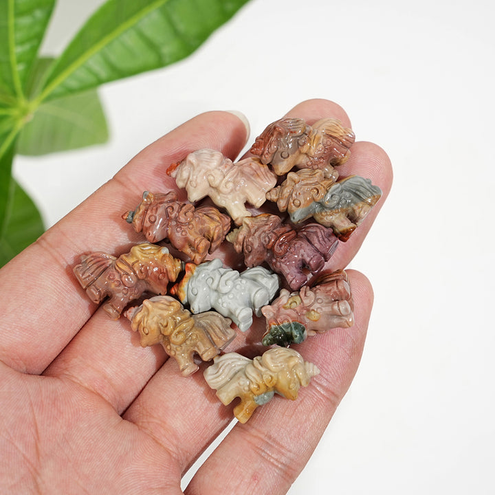 Natural Crystal Carving Alashan Agate Standing Unicorn
