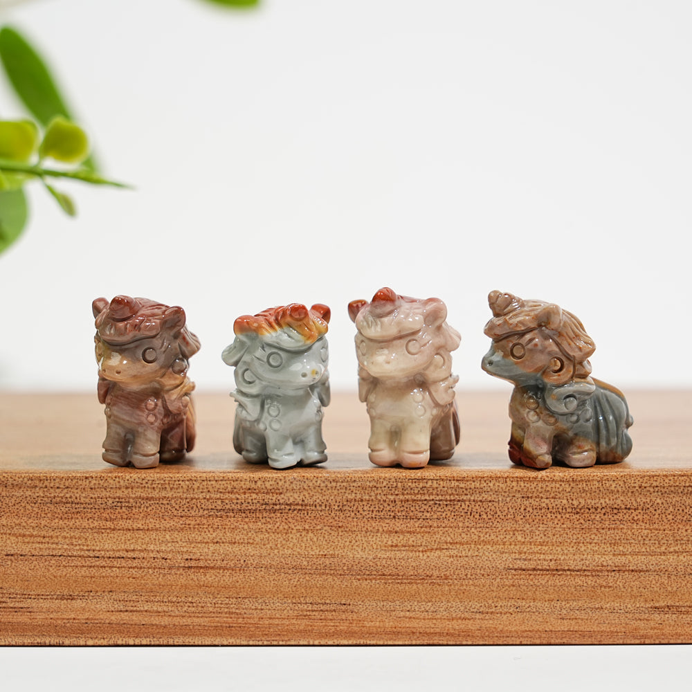 Natural Crystal Carving Alashan Agate Standing Unicorn