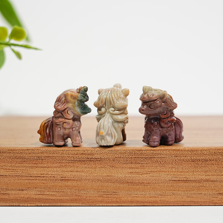 Natural Crystal Carving Alashan Agate Standing Unicorn