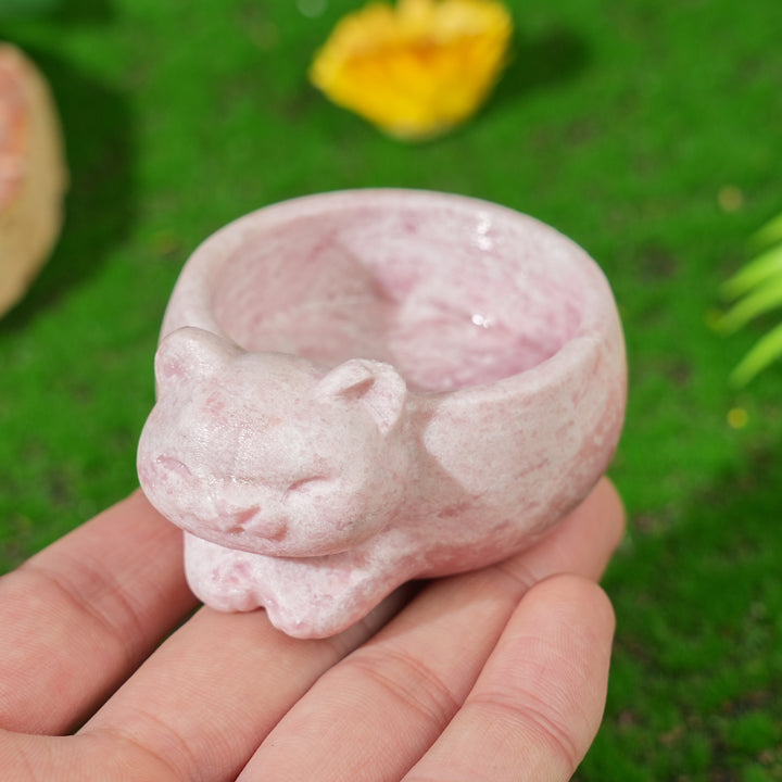 Natural Crystal Carving Cat Bowl