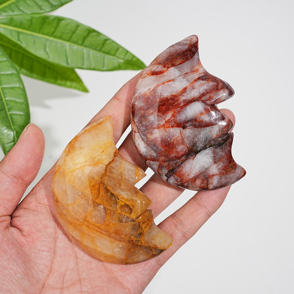 Natural Crystal Moon Face Carving