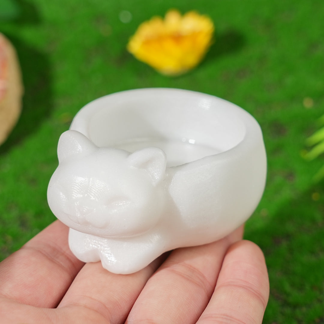 Natural Crystal Carving Cat Bowl
