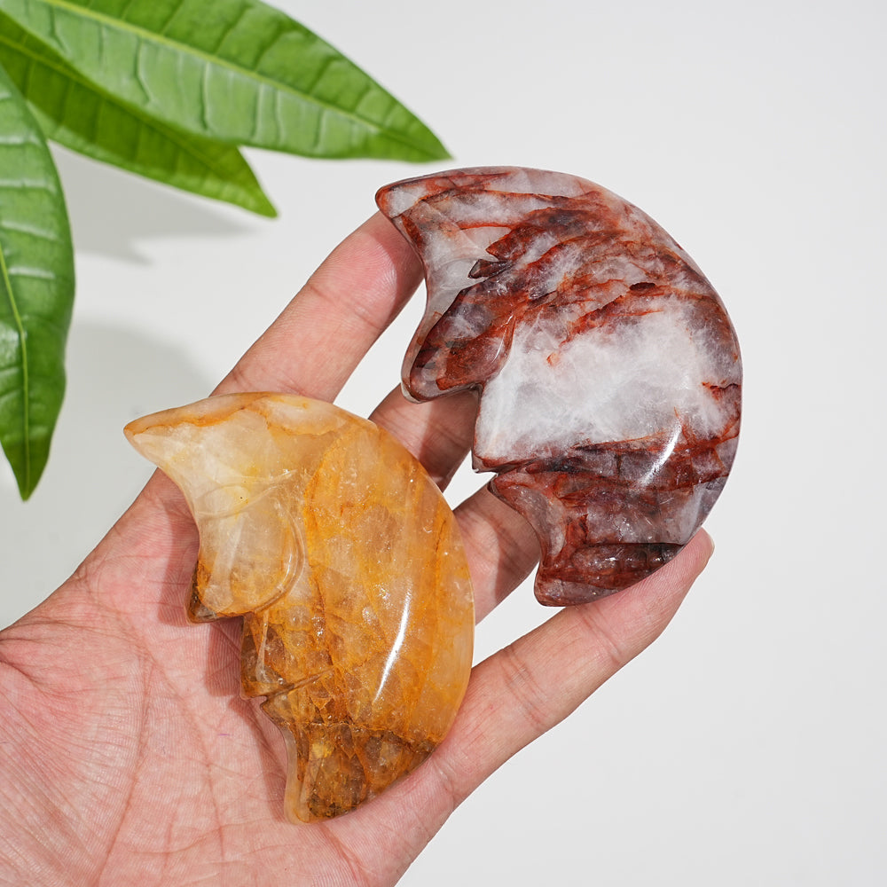 Natural Crystal Moon Face Carving