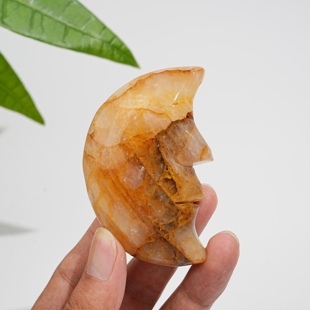 Natural Crystal Moon Face Carving