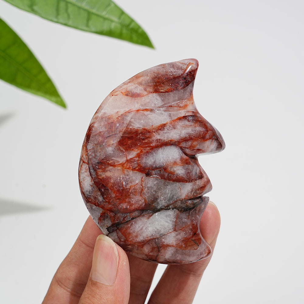 Natural Crystal Moon Face Carving