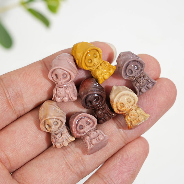 Natural Crystal Alashan Agate Wizard Skull Carving