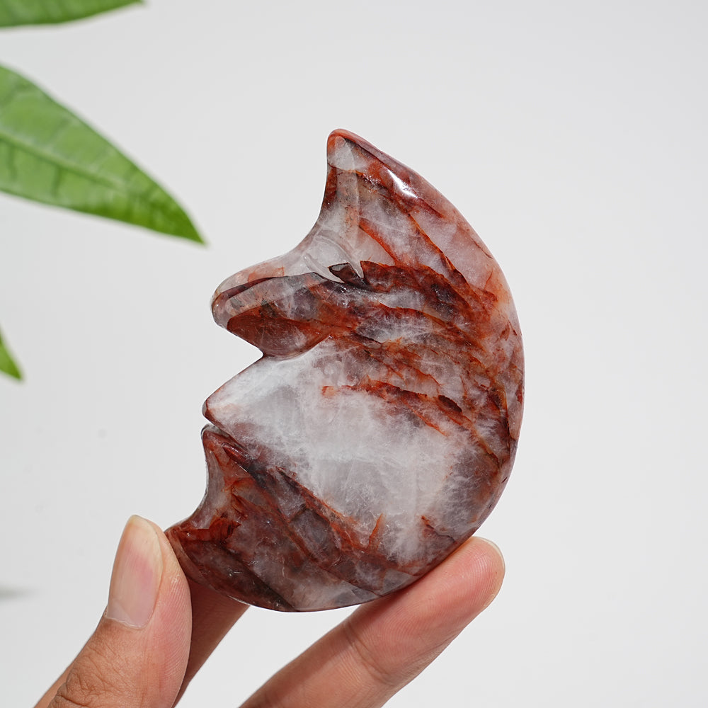 Natural Crystal Moon Face Carving