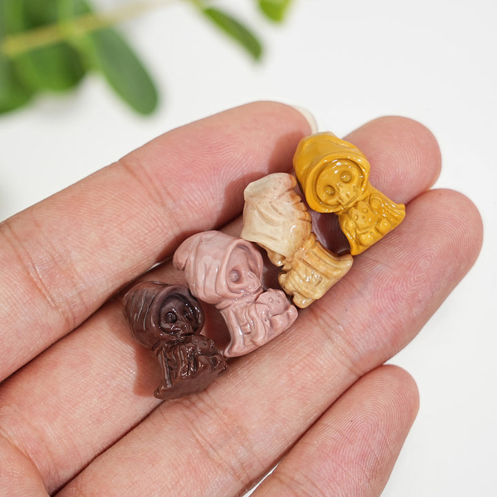 Natural Crystal Alashan Agate Wizard Skull Carving