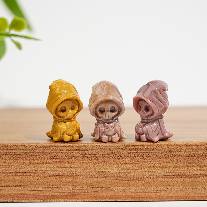 Natural Crystal Alashan Agate Wizard Skull Carving