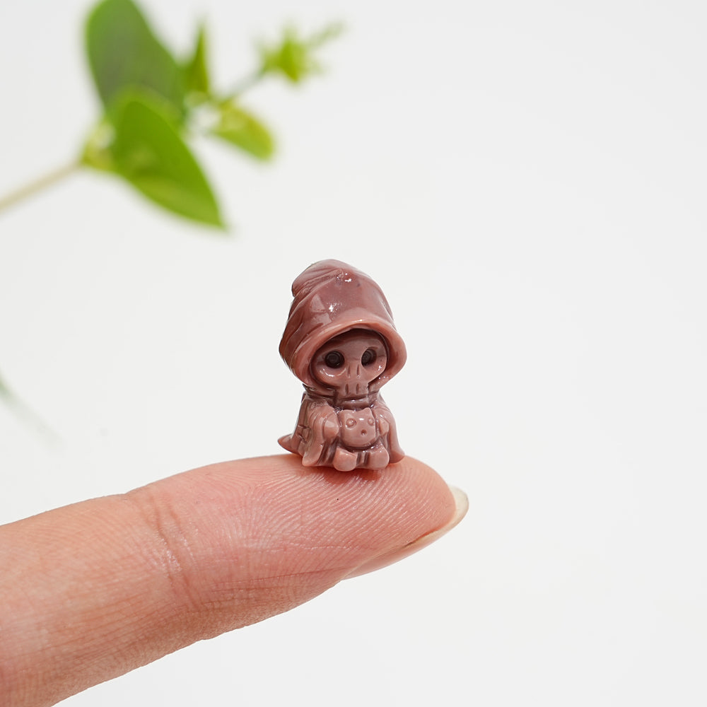 Natural Crystal Alashan Agate Wizard Skull Carving