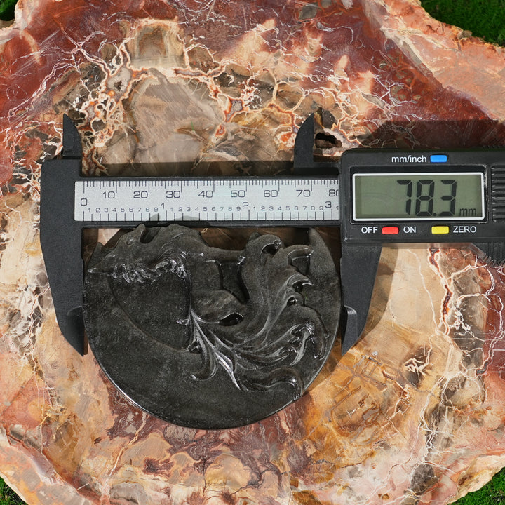 Natural Silver Obsidian Moon With Fox