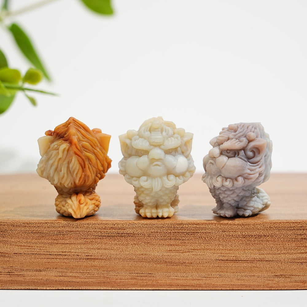 Natural Crystal Carving Alashan Agate Seated Qilin