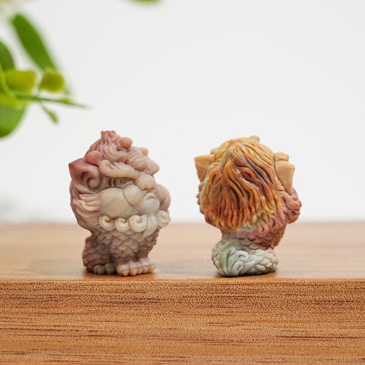 Natural Crystal Carving Alashan Agate Seated Qilin