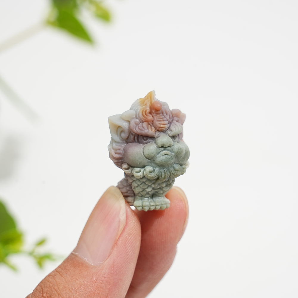 Natural Crystal Carving Alashan Agate Seated Qilin