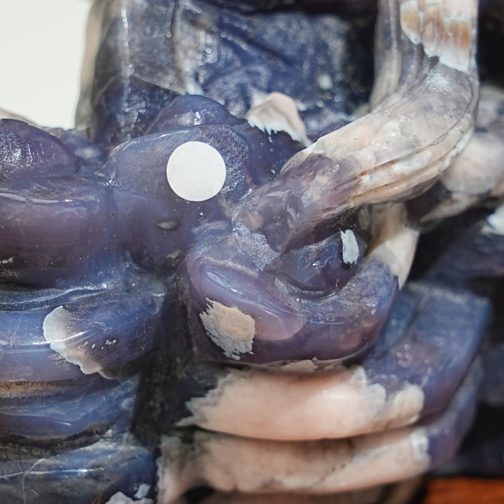 Unique,A Slightly Imperfect Natural Blue Flower Agate Nine-Tailed Fox Carving