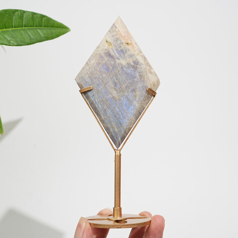 Unique,Natural Crystal Moonstone Diamond Slice