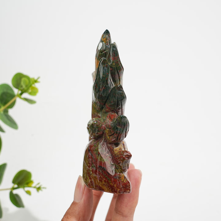 Unique,A Slightly Imperfect Natural Crystal Ocean Jasper Stretching Nine‑Tailed Fox